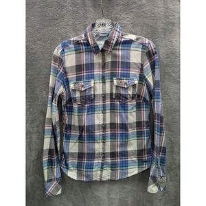 Aeropostale‎ Womens Button Down Shirt Medium Plaid Long Sleeve Casual Everyday